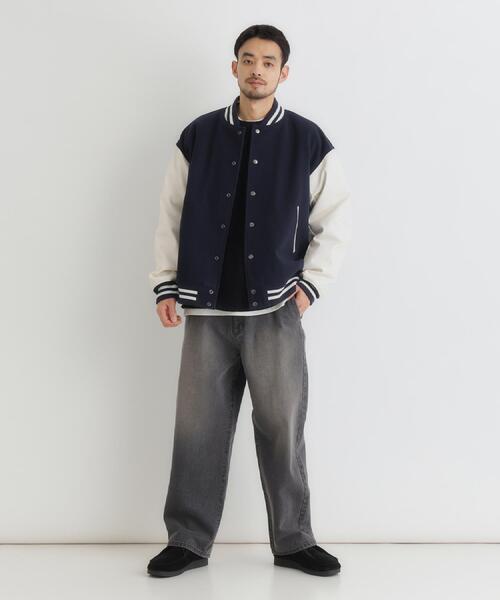 BACK NUMBER（バックナンバー）の「BACK NUMBER(バックナンバー)【メンズ】ライトメルトン袖切替スタジャン（ブルゾン・メンズ・ネイビー/ブラック・M/L/XL）」の12枚目の写真
