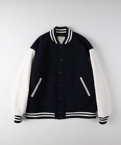 BACK NUMBER（バックナンバー）の「BACK NUMBER(バックナンバー)【メンズ】ライトメルトン袖切替スタジャン（ブルゾン・メンズ・ネイビー/ブラック・M/L/XL）」の14枚目の写真