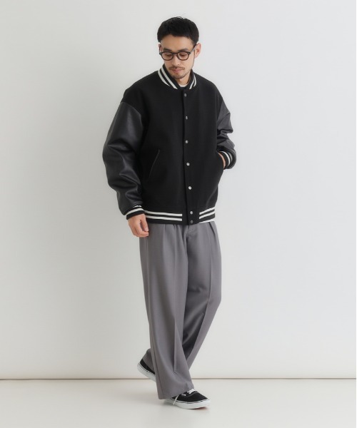 セール】【BACK NUMBER】ライトメルトン 袖切替 スタジャン (ユニ