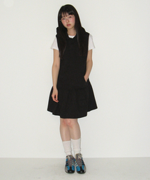 RONRON（ロンロン）の「LAYERED SLEEVELESS HOODIE DRESS BLACK（ワンピース）」