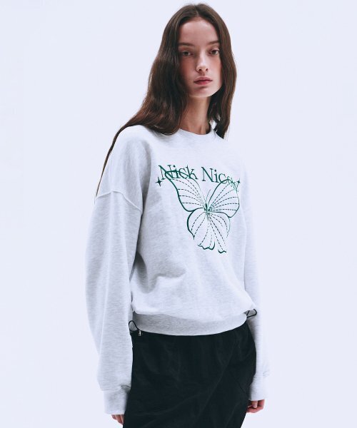 NICK&NICOLE(ニックアンドニコール)の「SHINE BUTTERFLY SWEATSHIRT_MELANGE GREEN(スウェット・レディース・その他・FREE)」の3枚目の写真