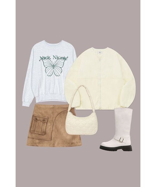 NICK&NICOLE(ニックアンドニコール)の「SHINE BUTTERFLY SWEATSHIRT_MELANGE GREEN(スウェット・レディース・その他・FREE)」の4枚目の写真