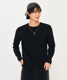 男性エッセンシャル長袖Tシャツ-ブラック