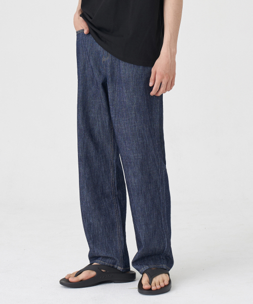TOFFEE(トフィー)の「SL01 サマー デニム ワイドパンツ (RAW INDIGO)(デニムパンツ・メンズ・その他・SMALL/MEDIUM/LARGE/X-LARGE)」の1枚目の写真
