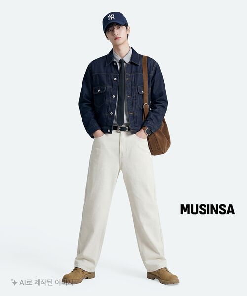 MUSINSA STANDARD（ムシンサスタンダード）の「ワイドデニムパンツ【クリーム】（デニムパンツ・メンズ・その他・27/28/29/34/32/30/31/33/26/40/38/42/36）」の10枚目の写真
