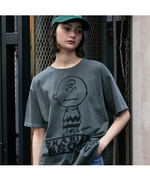 VTWO（ブイツー）の「チャーリーブラウンピグメントTシャツ (カーキ)（Tシャツ/カットソー）」