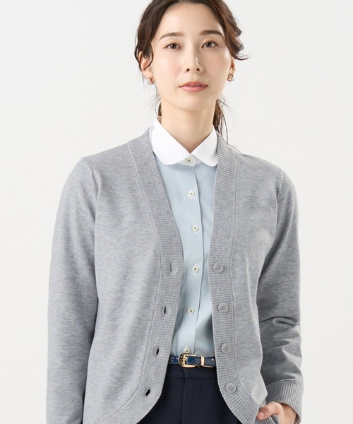 TOKYO SHIRTS（トウキョウシャツ）の「裾丸Ｖネック カーディガン（カーディガン/ボレロ・レディース・ネイビー/グリーン/ピンク/グレー/ブラック・M/L/LL）」の3枚目の写真