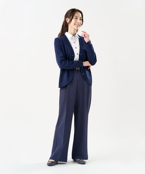 TOKYO SHIRTS（トウキョウシャツ）の「裾丸Ｖネック カーディガン（カーディガン/ボレロ・レディース・ネイビー/グリーン/ピンク/グレー/ブラック・M/L/LL）」の14枚目の写真