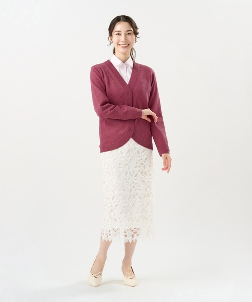 TOKYO SHIRTS（トウキョウシャツ）の「裾丸Ｖネック カーディガン（カーディガン/ボレロ・レディース・ネイビー/グリーン/ピンク/グレー/ブラック・M/L/LL）」の20枚目の写真