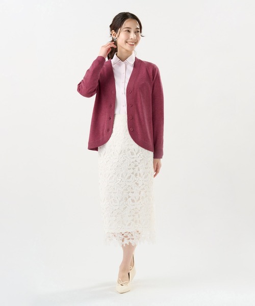 TOKYO SHIRTS（トウキョウシャツ）の「裾丸Ｖネック カーディガン（カーディガン/ボレロ・レディース・ネイビー/グリーン/ピンク/グレー/ブラック・M/L/LL）」の21枚目の写真