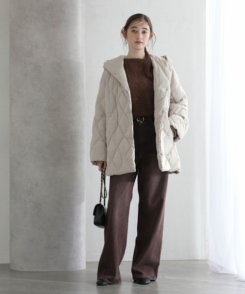 La TOTALITE（ラトータリテ）の「ダイヤステッチダウンコート（ダウンジャケット/コート・レディース・ブラック/ベージュ・FREE）」の10枚目の写真