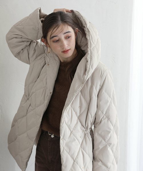 La TOTALITE（ラトータリテ）の「ダイヤステッチダウンコート（ダウンジャケット/コート・レディース・ブラック/ベージュ・FREE）」の16枚目の写真