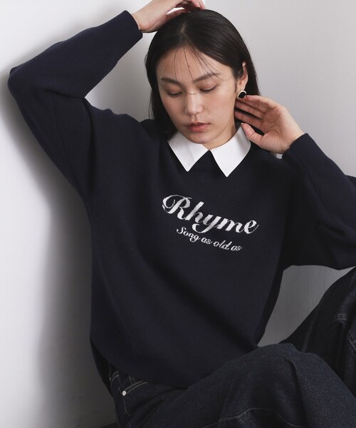 OPAQUE.CLIP(オペークドットクリップ)の「襟付きロゴジャカードニット【洗濯機OK】(ニット/セーター・レディース・グリーン/ネイビー/グレー・00)」の3枚目の写真