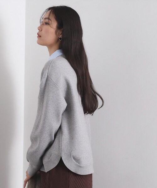 OPAQUE.CLIP(オペークドットクリップ)の「襟付きロゴジャカードニット【洗濯機OK】(ニット/セーター・レディース・グリーン/ネイビー/グレー・00)」の5枚目の写真