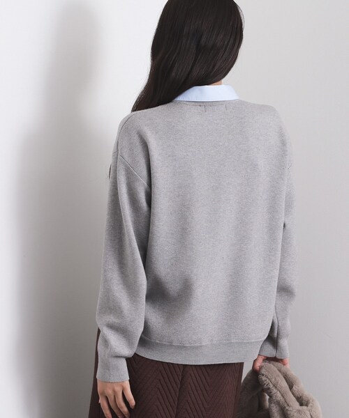 OPAQUE.CLIP(オペークドットクリップ)の「襟付きロゴジャカードニット【洗濯機OK】(ニット/セーター・レディース・グリーン/ネイビー/グレー・00)」の6枚目の写真