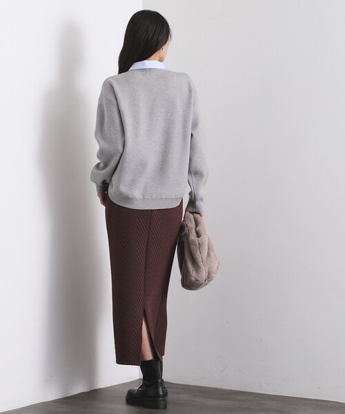 OPAQUE.CLIP(オペークドットクリップ)の「襟付きロゴジャカードニット【洗濯機OK】(ニット/セーター・レディース・グリーン/ネイビー/グレー・00)」の8枚目の写真