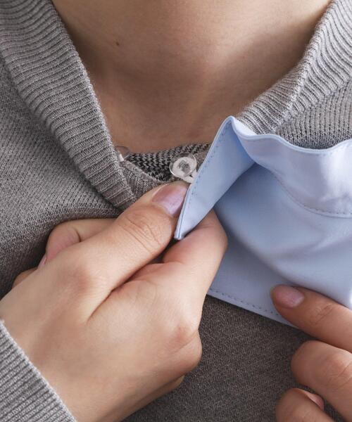 OPAQUE.CLIP(オペークドットクリップ)の「襟付きロゴジャカードニット【洗濯機OK】(ニット/セーター・レディース・グリーン/ネイビー/グレー・00)」の18枚目の写真