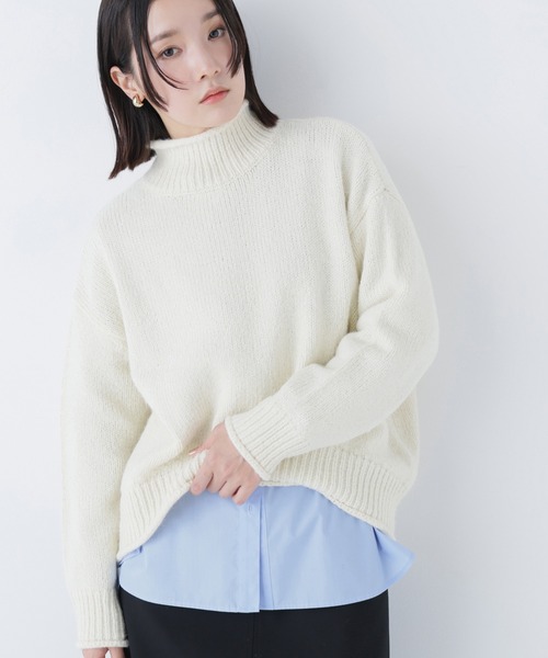 NATURAL BEAUTY BASIC（ナチュラルビューティーベーシック）の「◇ロールネックニットプルオーバー（ニット/セーター・レディース・ラベンダー/グレー/オフホワイト・FREE）」の2枚目の写真