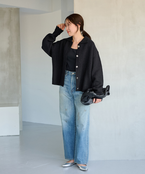 FRAMeWORK（フレームワーク）の「≪追加≫メタルボタン衿付きカーディガン（カーディガン/ボレロ・レディース・ブラウン/ホワイト/ブラック・FREE）」の11枚目の写真