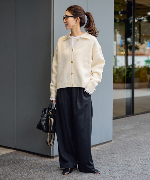 新品　FRAMeWORメタルボタン衿付きカーディガン FRAMeWORK（フレームワーク） カーディガン 「追加」メタルボタン衿