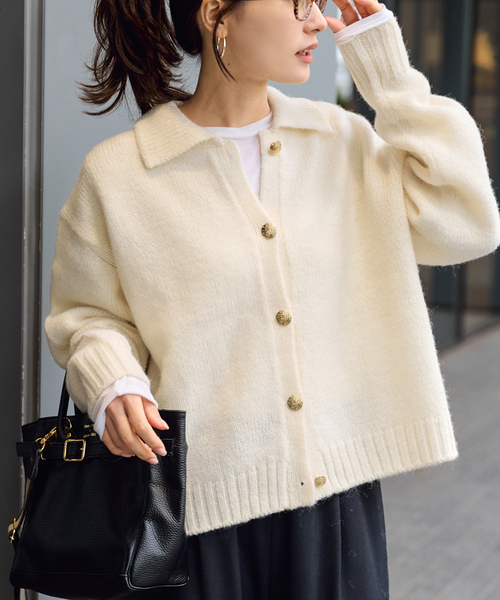 セール】≪追加≫メタルボタン衿付きカーディガン（カーディガン