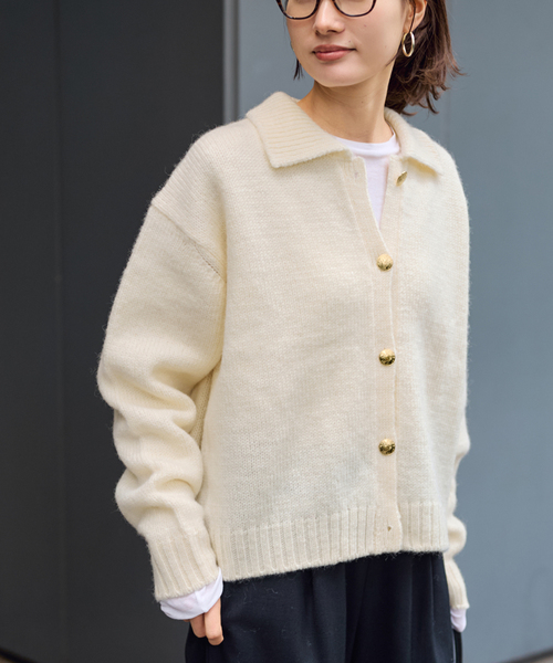 セール】≪追加≫メタルボタン衿付きカーディガン（カーディガン