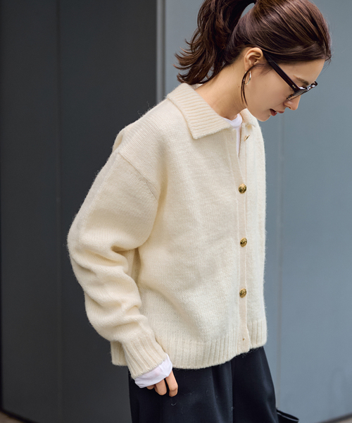≪追加≫メタルボタン衿付きカーディガン（カーディガン/ボレロ