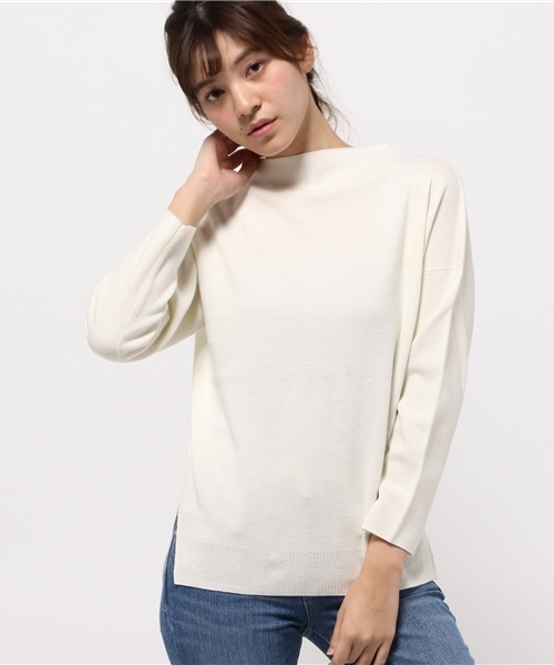 Omekashi（オメカシ）の「【Omekashi】ミラノリブボトルネック（ニット/セーター・レディース・ブラック/キャメル/オフホワイト/グレー・ﾌﾘ-）」の2枚目の写真