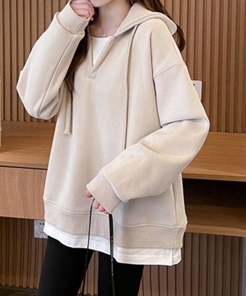 SallyLunn（サリーラン）の「スキッパースウェットフーディー（パーカー・レディース・ベージュ/ブラウン・MEDIUM/LARGE）」の2枚目の写真