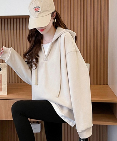 SallyLunn（サリーラン）の「スキッパースウェットフーディー（パーカー・レディース・ベージュ/ブラウン・MEDIUM/LARGE）」の3枚目の写真