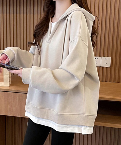 SallyLunn（サリーラン）の「スキッパースウェットフーディー（パーカー・レディース・ベージュ/ブラウン・MEDIUM/LARGE）」の5枚目の写真