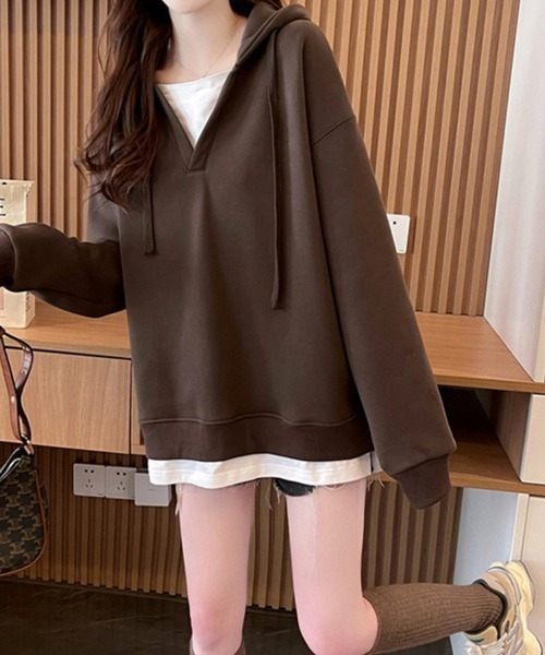 SallyLunn（サリーラン）の「スキッパースウェットフーディー（パーカー・レディース・ベージュ/ブラウン・MEDIUM/LARGE）」の7枚目の写真