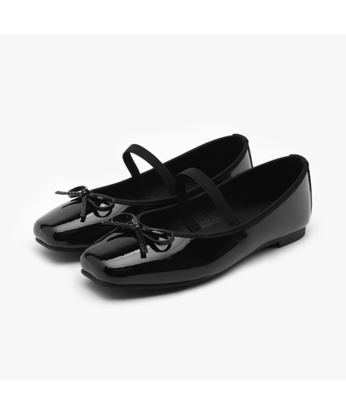SAPPUN（サプン）の「Erino エナメル リボン メリージェーン フラットシューズ (1cm)（バレエシューズ・レディース・ブラック/ワイン/ピンク/ホワイト/シルバー/ベージュ・22.5cm/23cm/23.5cm/24cm/24.5cm/25cm/25.5cm）」の3枚目の写真