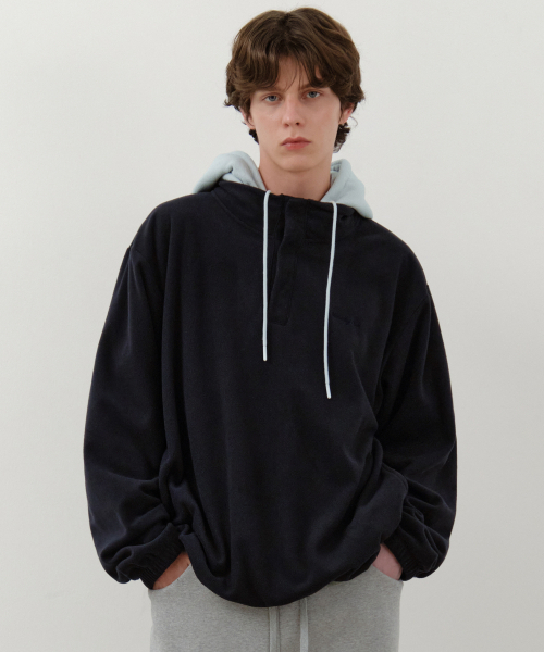 セール】フリース配色フード_NAVY(W25-TP45)（パーカー）｜WEDNESDAY