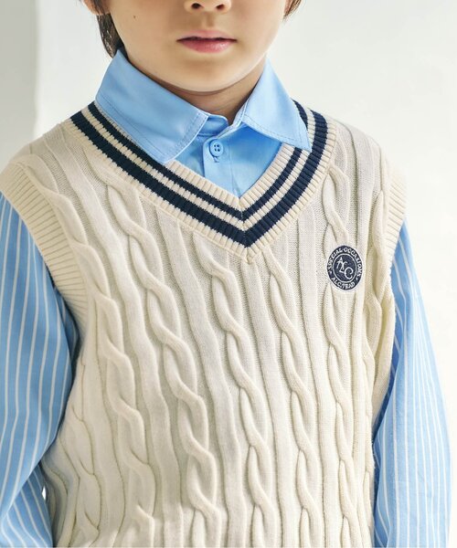 apres les cours(アプレレクール)の「ラインニットベスト(ベスト・キッズ・アイボリー・130/120/110/100/90)」の4枚目の写真