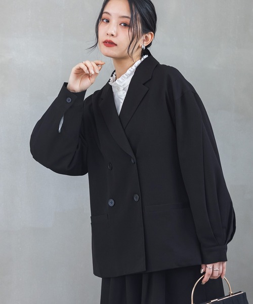 n'OrLABEL(ノアールレーベル)の「【セットアップ対応】『袖タックテーラードジャケット』(テーラードジャケット・レディース・ブラック/グレー・1/2)」の17枚目の写真