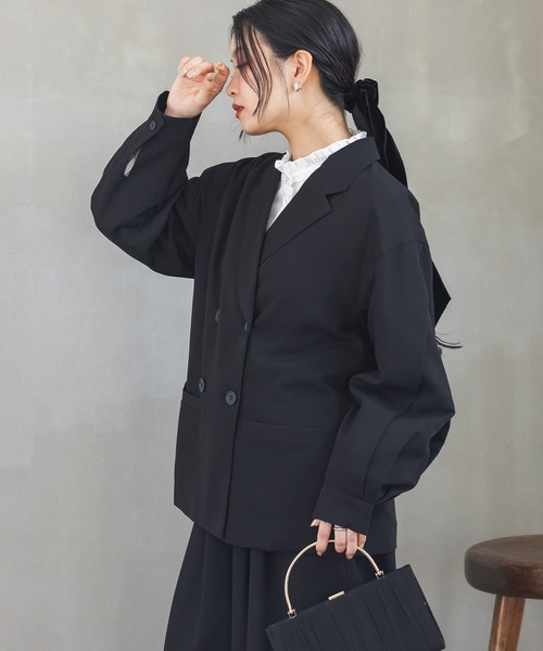 n'OrLABEL(ノアールレーベル)の「【セットアップ対応】『袖タックテーラードジャケット』(テーラードジャケット・レディース・ブラック/グレー・1/2)」の11枚目の写真