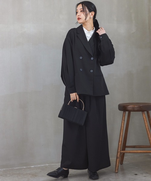 n'OrLABEL(ノアールレーベル)の「【セットアップ対応】『袖タックテーラードジャケット』(テーラードジャケット・レディース・ブラック/グレー・1/2)」の12枚目の写真