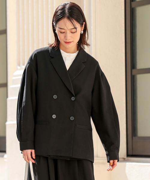n'OrLABEL(ノアールレーベル)の「【セットアップ対応】『袖タックテーラードジャケット』(テーラードジャケット・レディース・ブラック/グレー・1/2)」の13枚目の写真