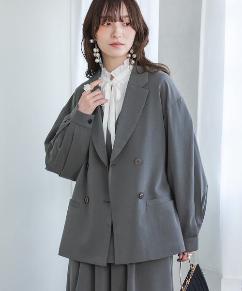 n'OrLABEL(ノアールレーベル)の「【セットアップ対応】『袖タックテーラードジャケット』(テーラードジャケット・レディース・ブラック/グレー・1/2)」の16枚目の写真