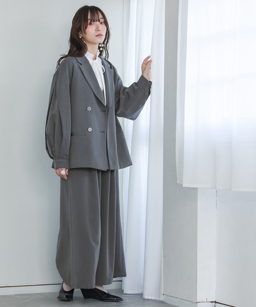 n'OrLABEL(ノアールレーベル)の「【セットアップ対応】『袖タックテーラードジャケット』(テーラードジャケット・レディース・ブラック/グレー・1/2)」の9枚目の写真