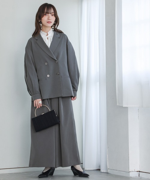 n'OrLABEL(ノアールレーベル)の「【セットアップ対応】『袖タックテーラードジャケット』(テーラードジャケット・レディース・ブラック/グレー・1/2)」の10枚目の写真