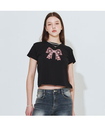 ペイズリーリボンTシャツ_ブラック