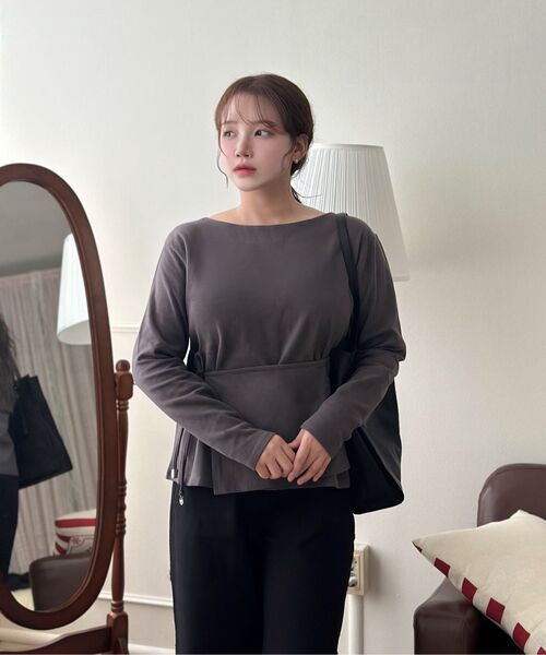 MICANE(ミケーネ)の「レミラップストリングT(Tシャツ/カットソー・レディース・ブラック/チャコール・X-LARGE/SMALL/MEDIUM/LARGE)」の5枚目の写真