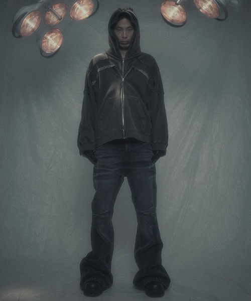 SURGERY（サージェリー）の「【SURGERY】surgery remake pigment hood jacket / 【サージェリー】サージェリーリメイクピグメントフードジャケット（パーカー・メンズ・ブラウン/グレー/チャコール・ONE SIZE）」の7枚目の写真