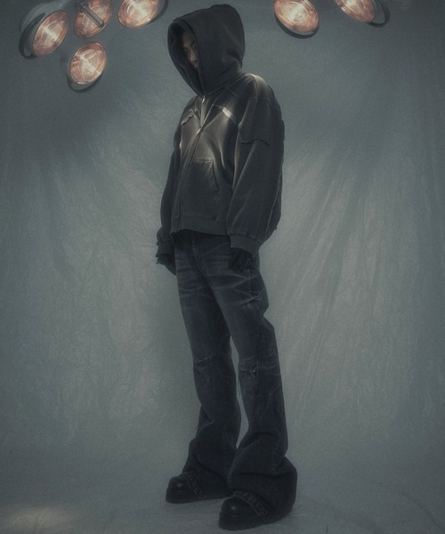 SURGERY（サージェリー）の「【SURGERY】surgery remake pigment hood jacket / 【サージェリー】サージェリーリメイクピグメントフードジャケット（パーカー・メンズ・ブラウン/グレー/チャコール・ONE SIZE）」の8枚目の写真