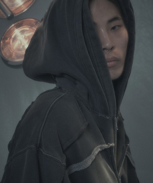 SURGERY（サージェリー）の「【SURGERY】surgery remake pigment hood jacket / 【サージェリー】サージェリーリメイクピグメントフードジャケット（パーカー・メンズ・ブラウン/グレー/チャコール・ONE SIZE）」の10枚目の写真