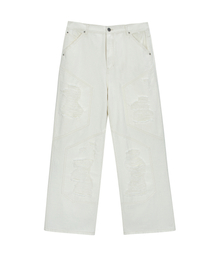 DESTROYED DENIM PANTS (WHITE)