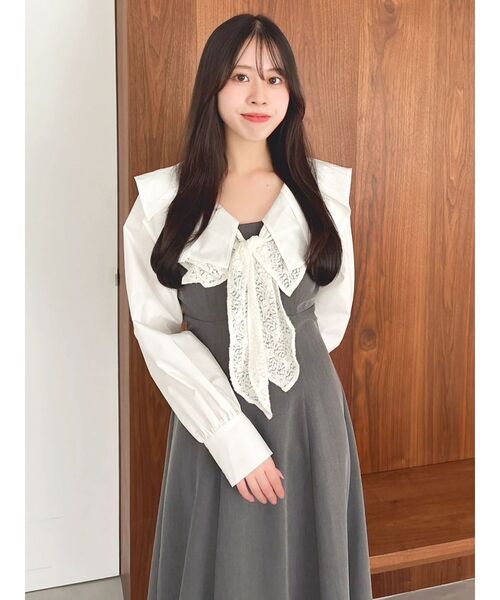 dazzlin(ダズリン)の「スカーフリボンフレアワンピース(ワンピース・レディース・ベージュ/グレー・MEDIUM/SMALL)」の18枚目の写真