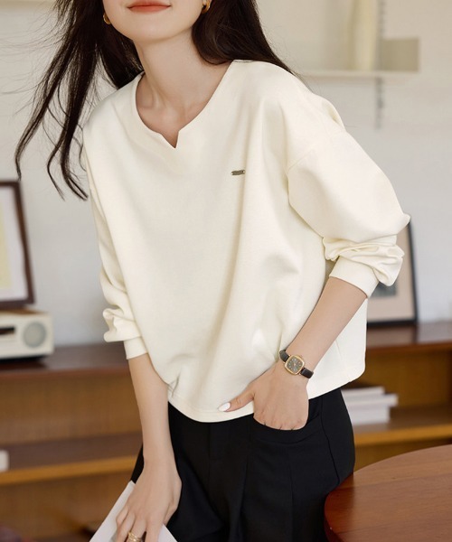 ONEP STAR（ワンピスター）の「ロゴ入りキーネックプルオーバー（Tシャツ/カットソー・レディース・オフホワイト・X-LARGE/LARGE/MEDIUM）」の12枚目の写真
